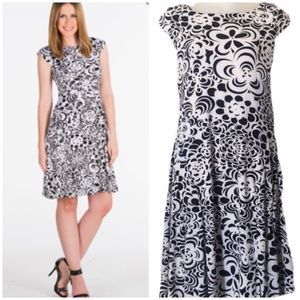 EBZA New WHITE BLACK fit flare stretch DRESS XXL